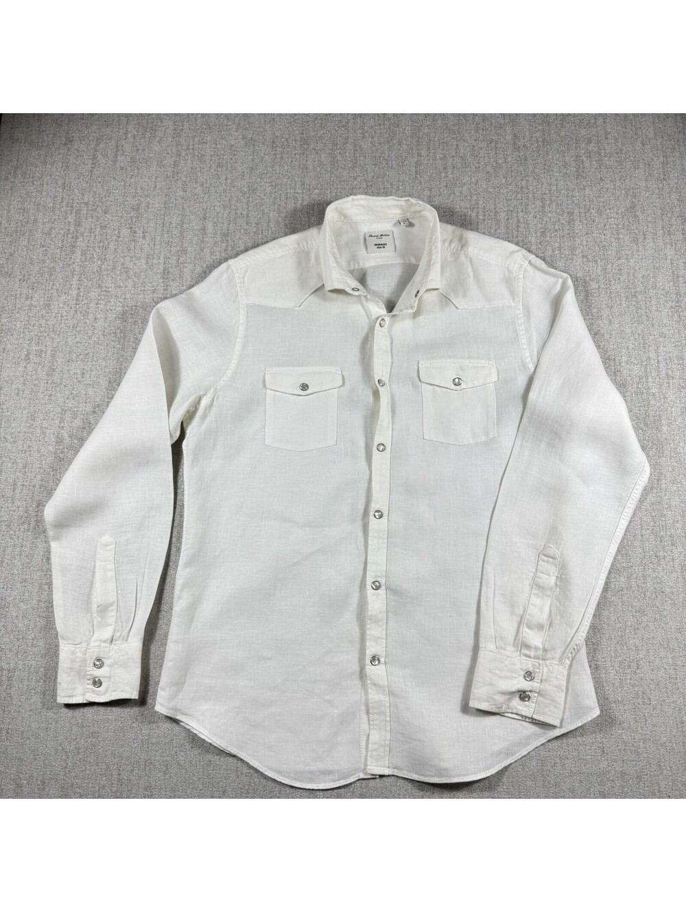 Murano Baird McNutt Linen Long Sleeve Slim Fit Blanco  Size L